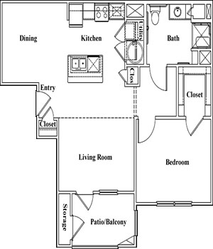 A1  HC - One Bedroom / One Bath - 750 Sq. Ft.*